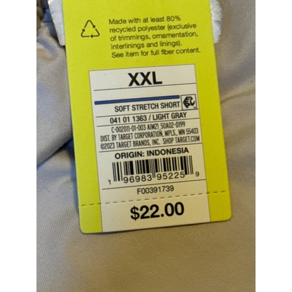 All In Motion Men's Soft Stretch Shorts 9", Stone Grey, Size XXL, NWT - Picture 4 of 5